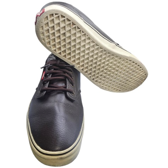 VANS Classic TC9R Chocolate Brown Leather Sneakers Mens 12 - Picture 4 of 10